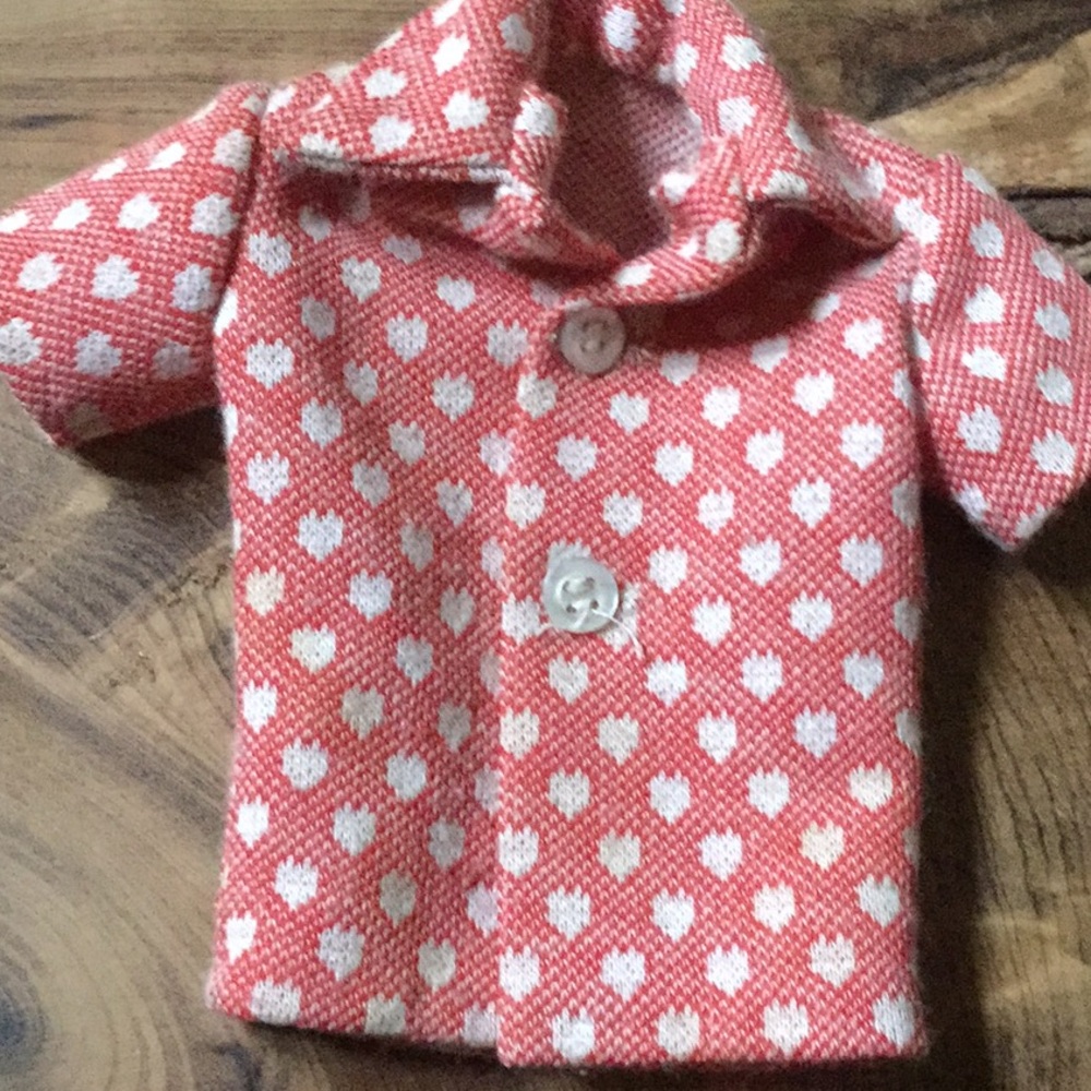 Hand made ken Barbie short shirt valentine day decor homestead primitive vintage - Picture 2 of 9